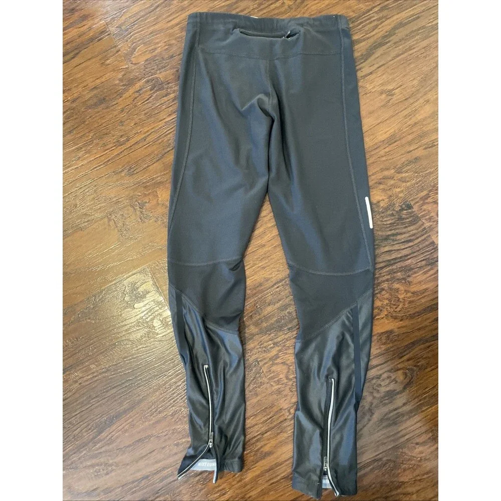 Nike Dri-FIT Grey Women’s Running Leggings Size  Medium Reflective & Zip Ankles